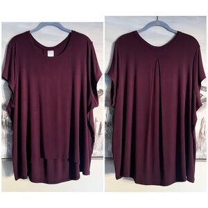 Athleta Ribbed Tee Shirt Top Sz XL Relaxed Fit Soft Slouchy Stretch Burgundy